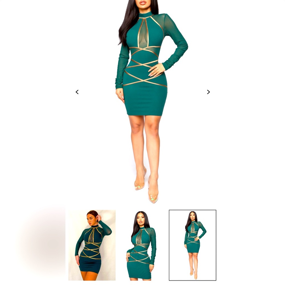 Elegant Green Mesh Dress